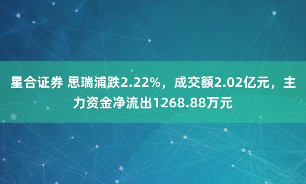 星合证券 思瑞浦跌2.22%,成交额2.02亿元,主力资金净流出1268.88万元